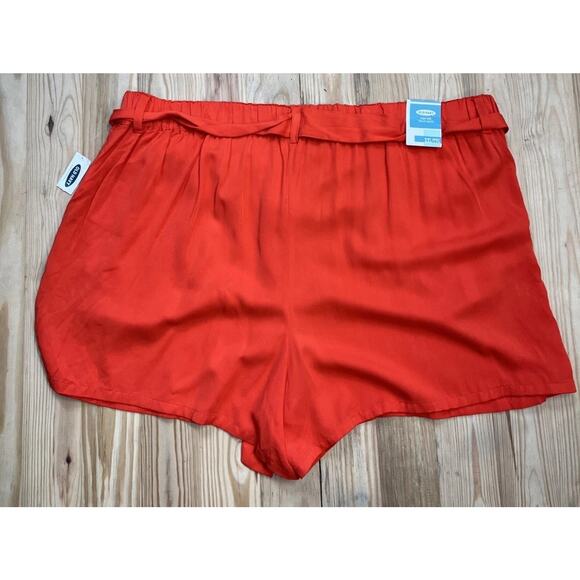 Nwt Old Navy Shorts Womens XXL Orange High Rise Flamingo Tulip Pockets - Picture 2 of 4